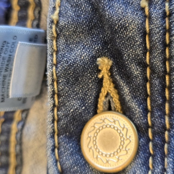 Project Indigo  High Rise Boot Cut  Cotton Dark Wash Rhinestone Womens 32X31 - Picture 7 of 16